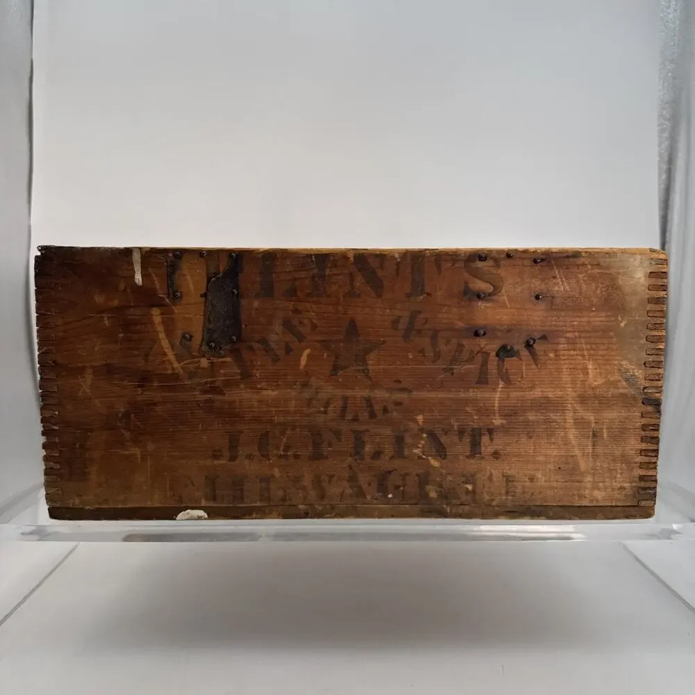 ANTIQUE FLINT’S STAR MILLS COFFEE & SPICE JG FLINT MILWAUKEE WI Wood Box